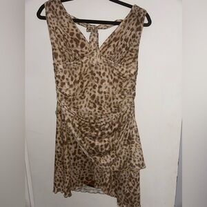 Amazon Asymmetrical Dress in Brown Leopard Print